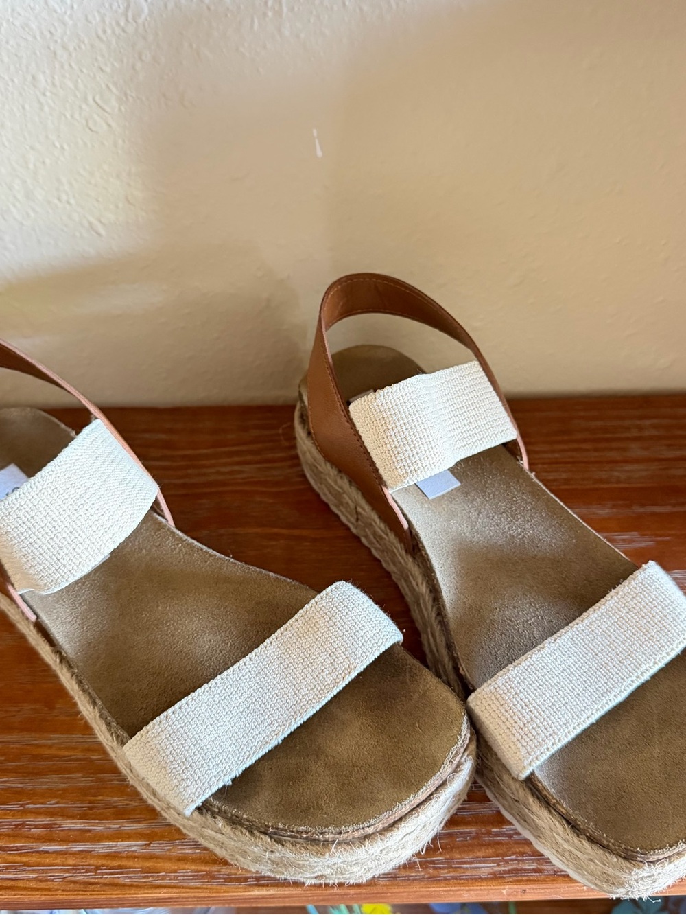 Steve Madden Woven Strap Platform Espadrille Sandals - White/Tan